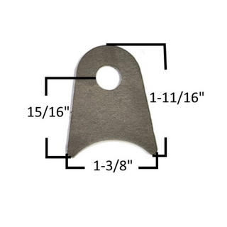 Radius Chassis Tab, 1/8″ steel, 3/8″ hole, fits 1 1/2″ tubing